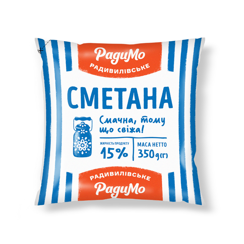 Сметана РАДИМО 15%, 350г, плівка поліетиленова